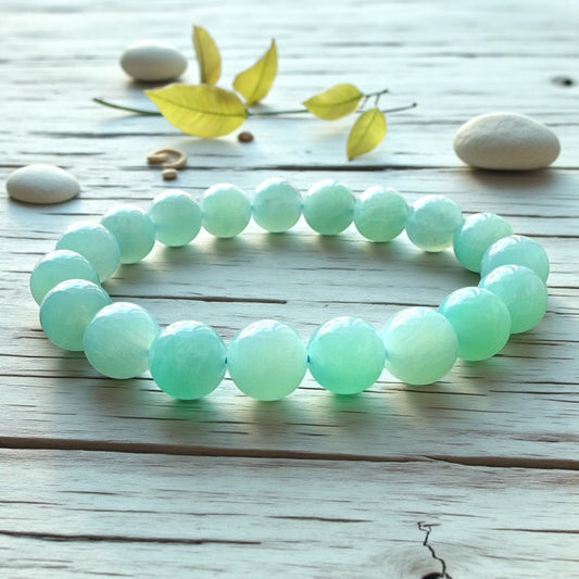 【EU CARE-歐台絲路】天然7A蘋果綠天河石手環|我心平靜,我的話語真誠清晰,幸運與和諧在我身邊流動