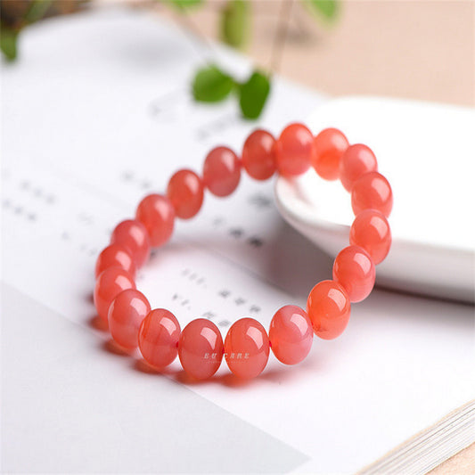 天然粉鹽源瑪瑙手環