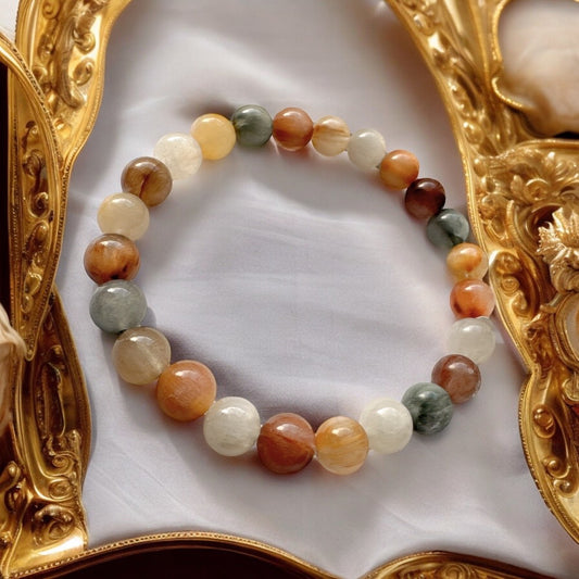 天然彩兔毛水晶手環