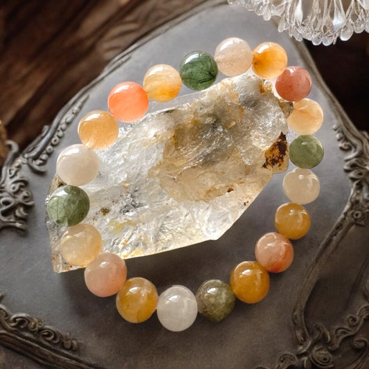 天然彩兔毛水晶手環