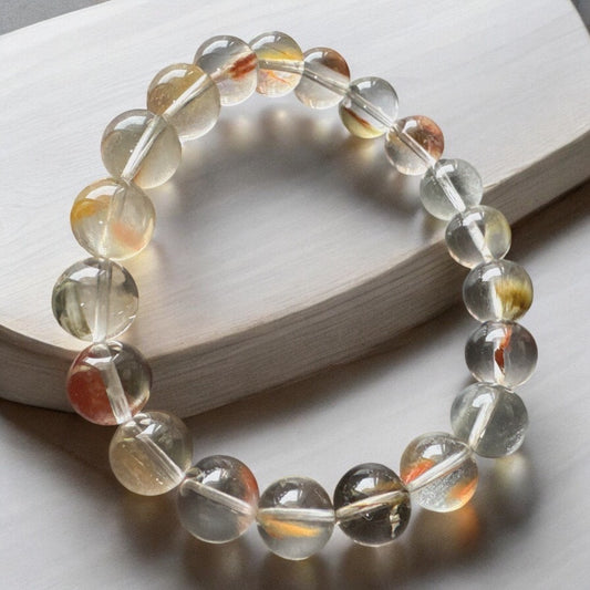 天然珍藏級夕陽色兔毛水晶手環