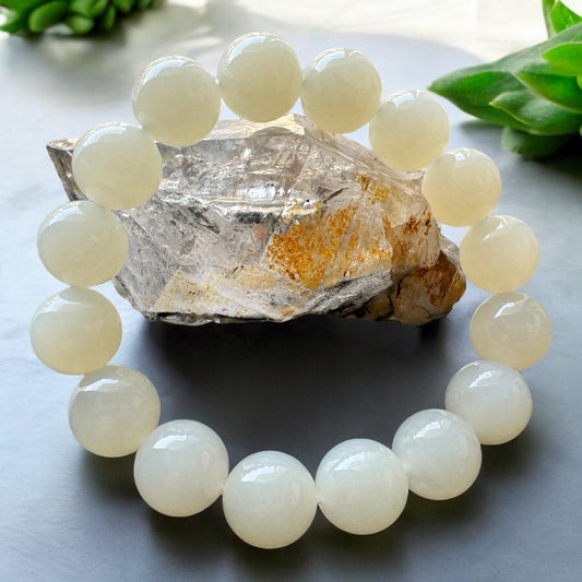 天然收藏級和田白玉手環