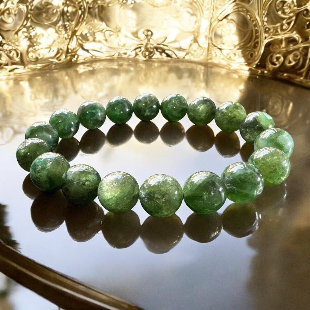 天然 7A 收藏級龍磷爆閃綠祖母手環|頂級綠色能量 ╳ 心靈療癒 × 心輪守護 ╳ 財富靈感 ╳ 爆閃聚能
