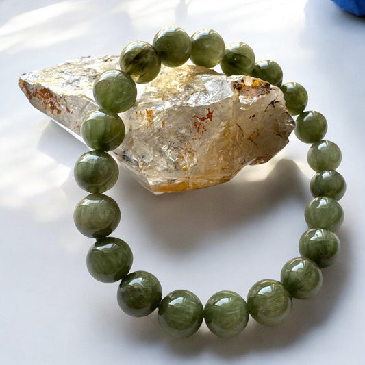 天然綠兔毛水晶手環