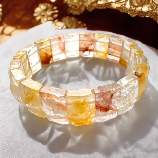 天然透淨體彩膠花水晶手排