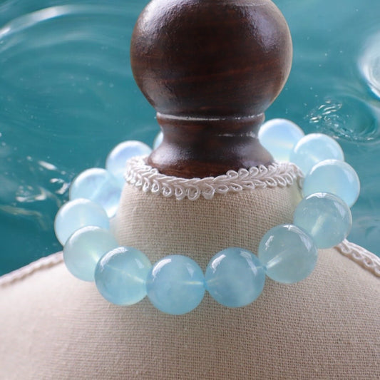 天然藍天白雲貓眼海藍寶手環