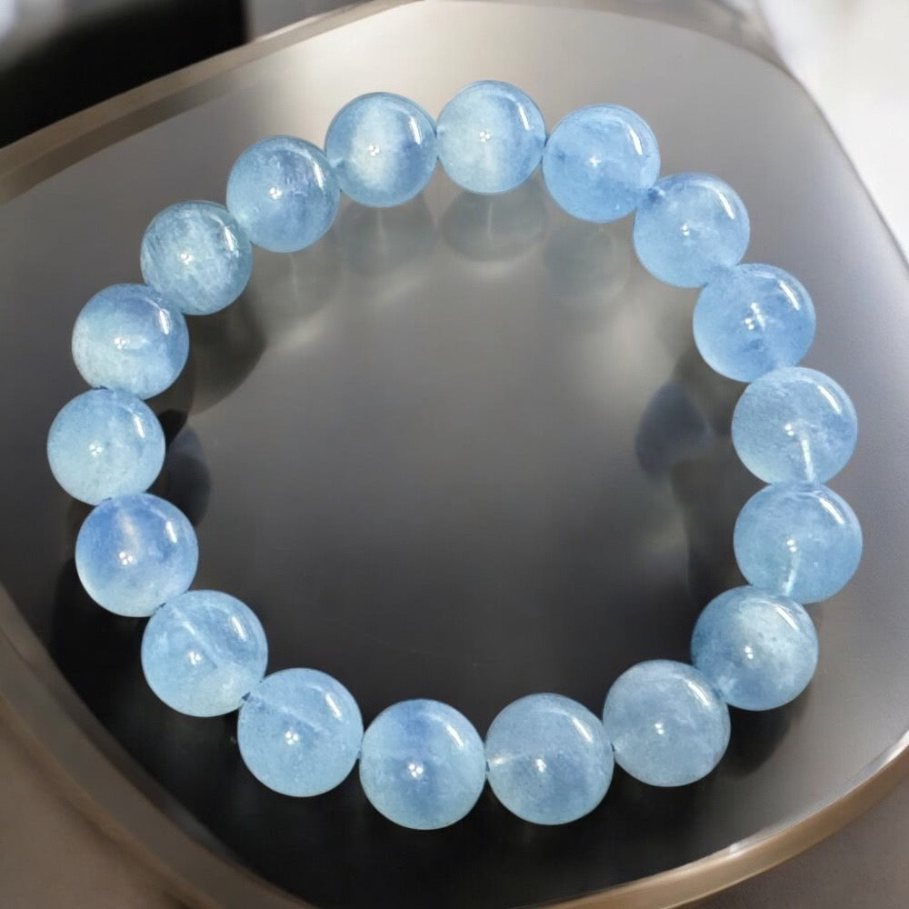 天然藍天白雲貓眼海藍寶手環