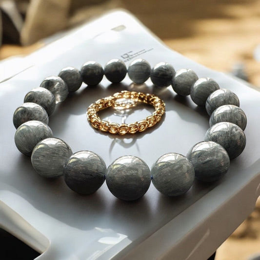 天然藍兔毛幽靈水晶手環