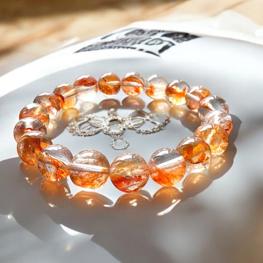 天然淨體花蕊膠花水晶手環