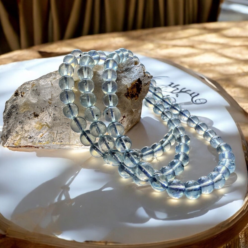 天然海藍寶黑碧璽共生項鍊