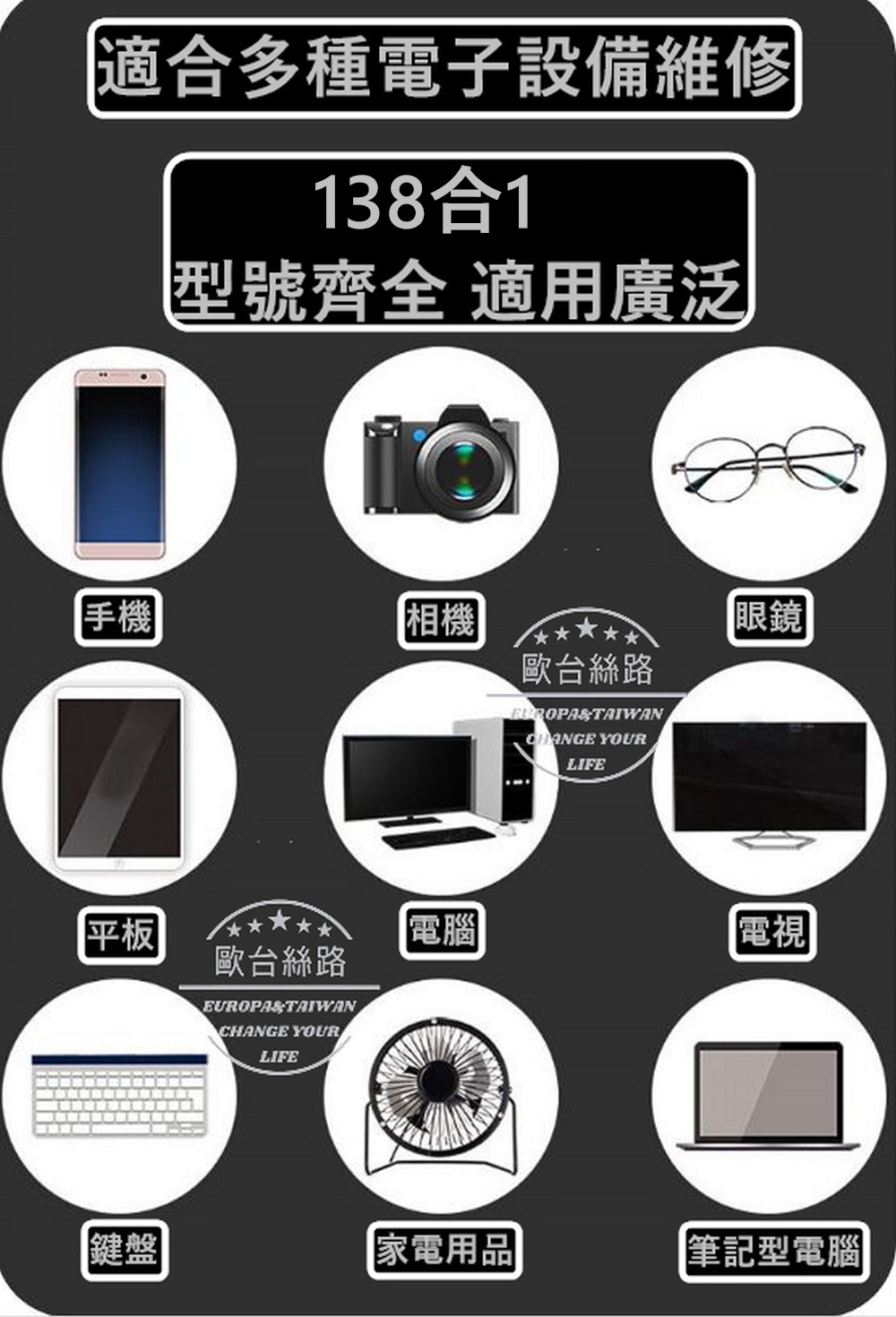 EU CARE-歐台絲路| 138合1 多功能螺絲起子工具組|精密拆裝維修套裝|適用家電手機筆電