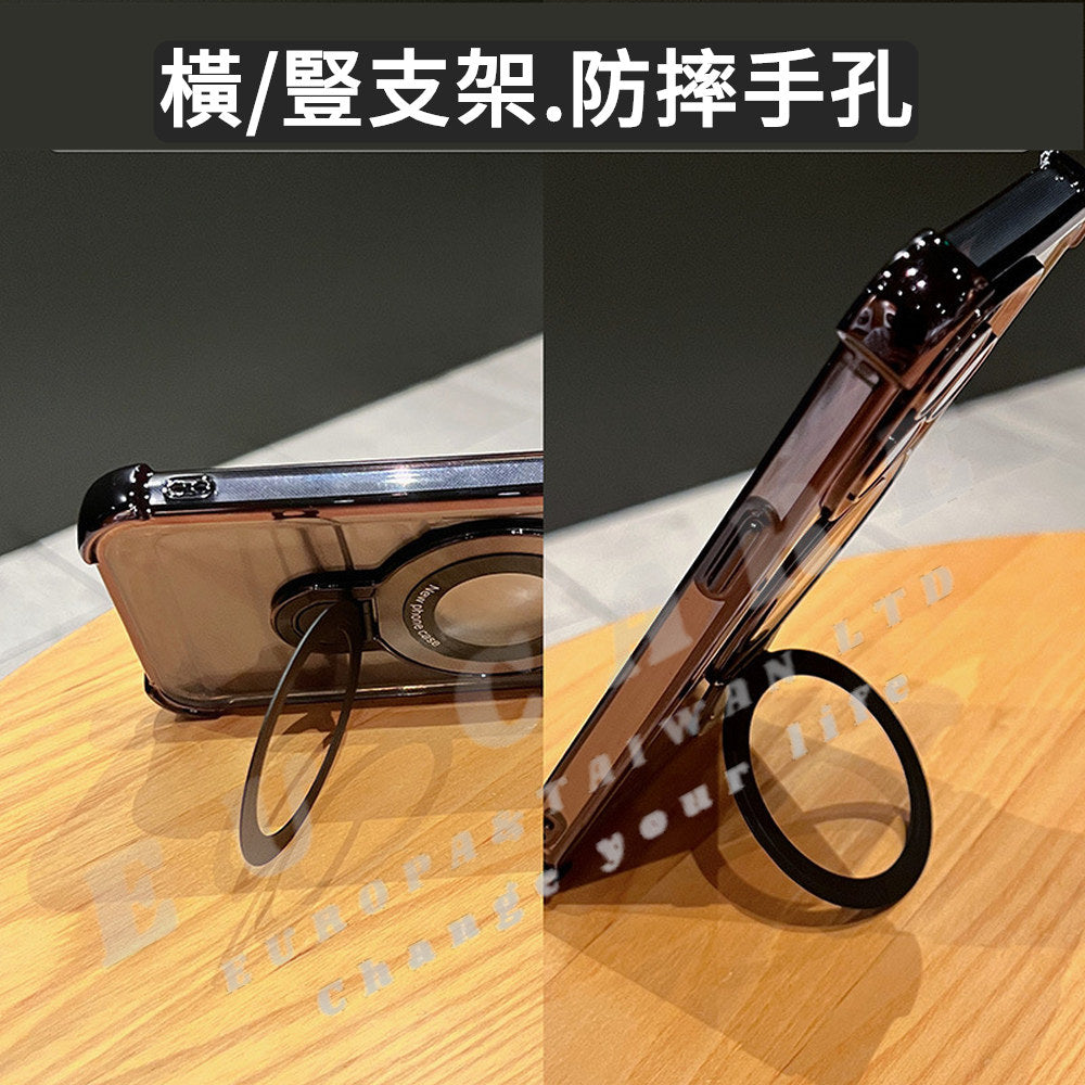 歐台絲路 IPHONE手機殼時尚質感氣囊防摔露標支架多功能蘋果手機殼