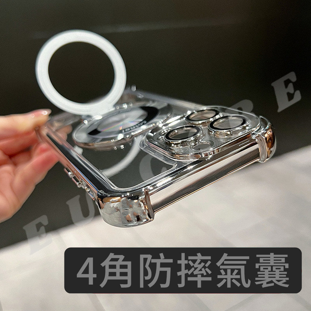歐台絲路 IPHONE手機殼時尚質感氣囊防摔露標支架多功能蘋果手機殼