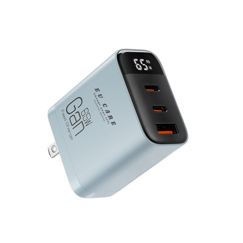 65W GaN 快充器|三口同時輸出,充電不等待  智能液晶顯示快充器|功率透明可見,Bsmi認證安全可靠