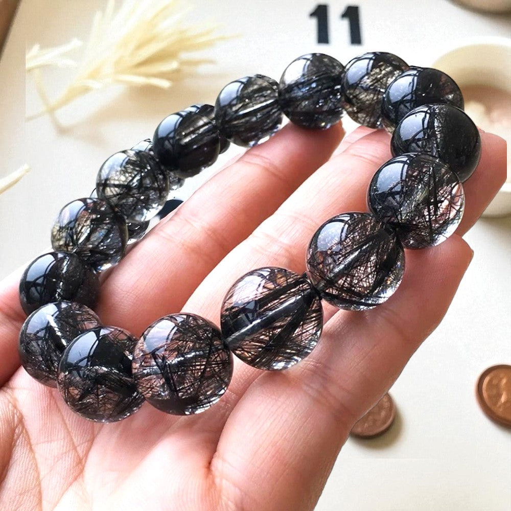 天然7A蕾絲黑髮晶~我以沉穩的光,守護我的信念,隔絕混亂,專注前行