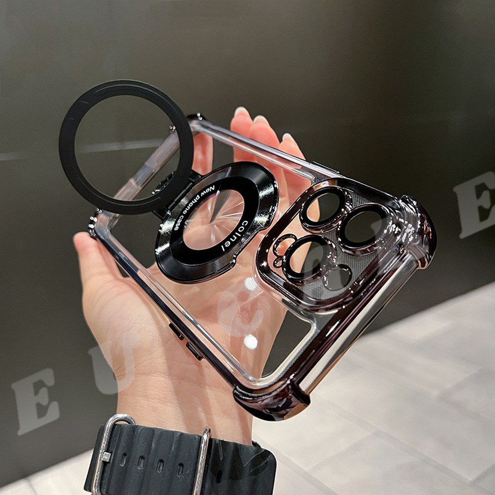 歐台絲路 IPHONE手機殼時尚質感氣囊防摔露標支架多功能蘋果手機殼