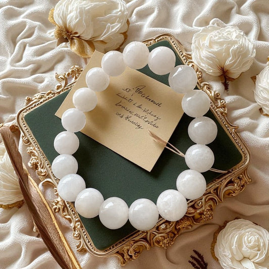 天然白兔毛水晶手環~心靈雪花我心純淨如光,靜定如雪。 所有的焦慮、雜念,都被溫柔地轉化為智慧與平靜