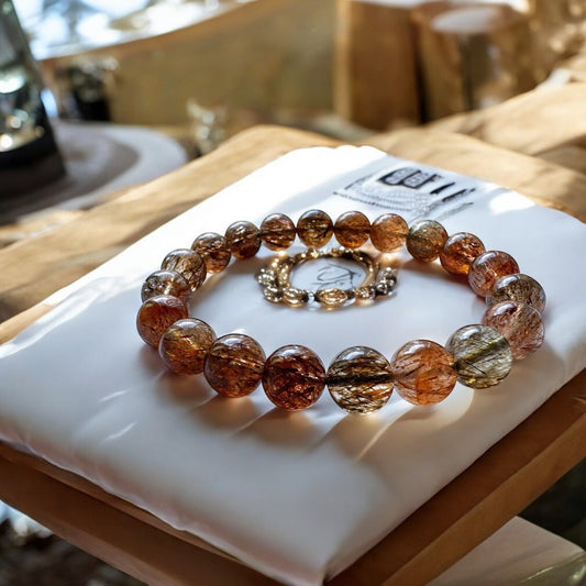 天然7A順髮透體黑金超水晶手環