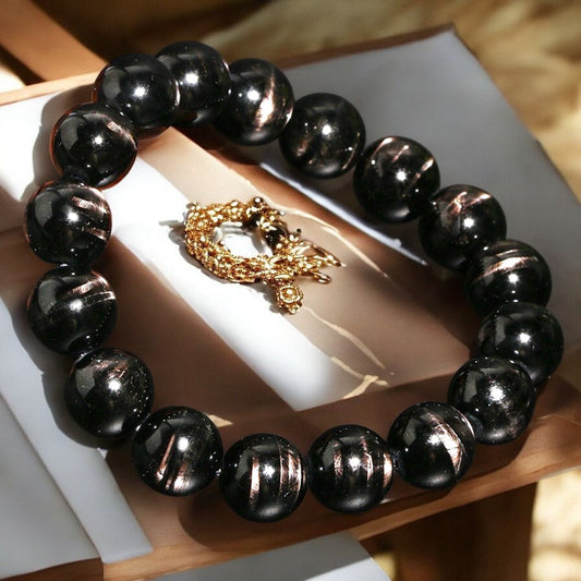 天然雙貓眼金運石手環