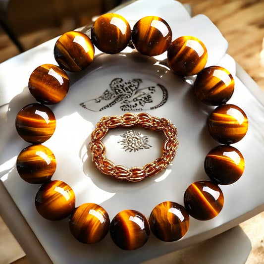 天然閃電黃虎眼石手環