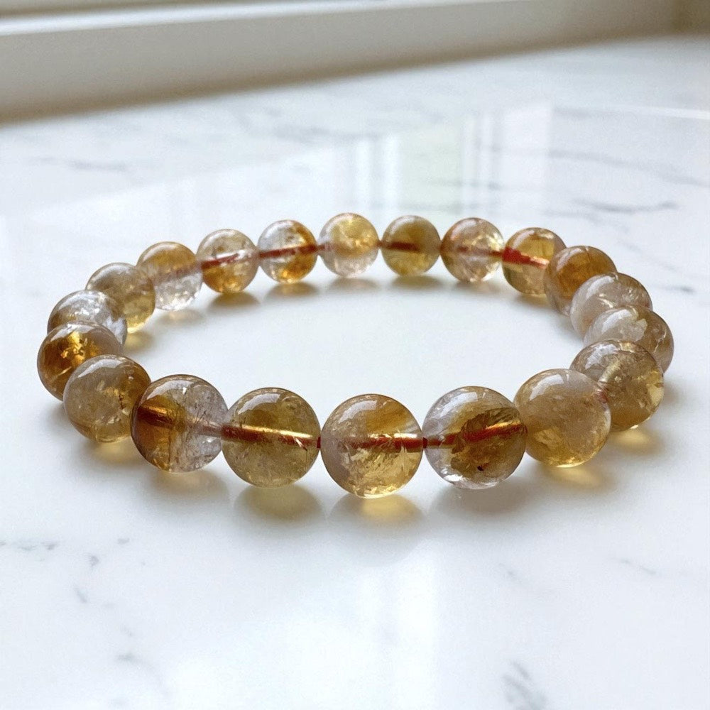 天然巴西黃水晶 ×黃阿賽水晶手鍊|財富能量 × 靈性覺醒 × 全面防護