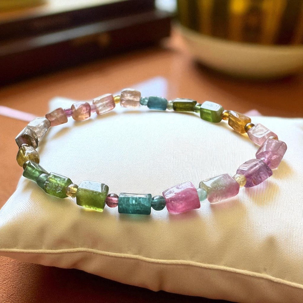 天然原礦彩色碧璽直切手環|全方位運勢提升|防護淨化|愛與人緣|冷靜智慧|財富能量