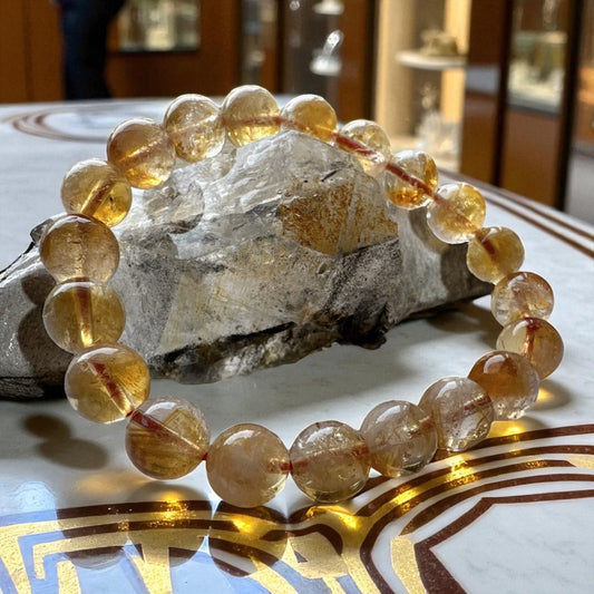 天然巴西黃水晶 ×黃阿賽水晶手鍊|財富能量 × 靈性覺醒 × 全面防護