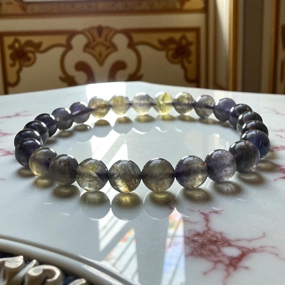 天然雙色血滴堇青石手鍊|靈性覺察|專注力|平衡抒壓|信心與行動力|能量保護與勇氣