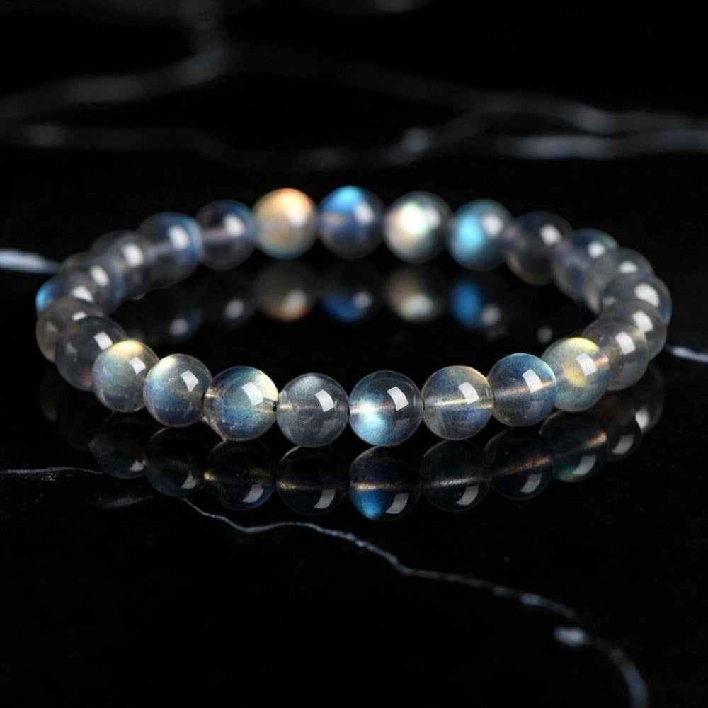 天然7A斯里蘭卡藍澄黃灰月光石手鍊|情感療癒|直覺與洞察力提升|安定心靈防焦慮|女性能量平衡