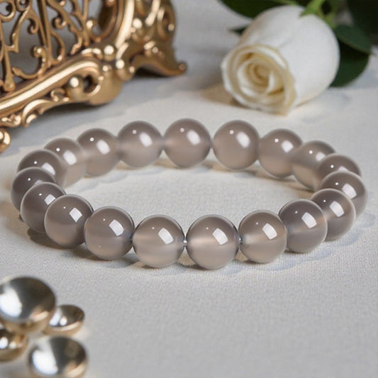 【EU CARE-歐台絲路】天然灰瑪瑙手環｜沉靜穩定 × 思緒清明 × 中庸之道 × 阻擋負能 × 靜心守護