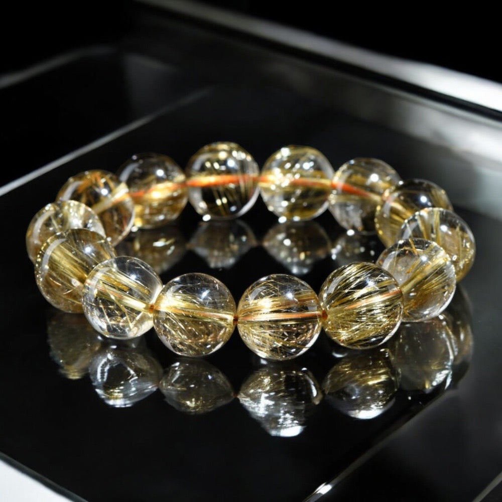 天然7A透淨鈦晶手環-明心見性成為富貴成功人士必備-極度吸財吸好運擋煞