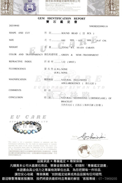 天然7A斯里蘭卡藍澄黃灰月光石「我沐浴在月光中，直覺清晰，愛與智慧在我心中流轉。」