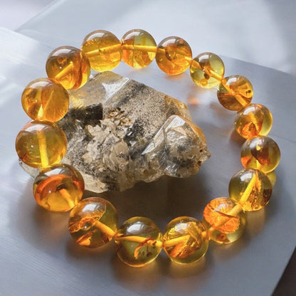 天然9A皇室珍藏級透淨花琥珀｜「我如太陽般光明與溫暖，吸收正能量，驅散所有陰影