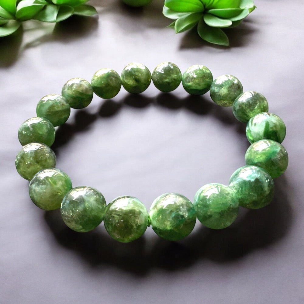 天然 7A 收藏級龍磷爆閃祖母綠手環｜頂級綠色能量 ╳ 心輪療癒 ╳ 財富靈感 ╳ 爆閃聚能