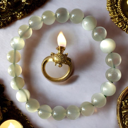 7A 天然綠月光石手鍊：心靈療癒、女神能量與平定焦慮之石，六月生辰石首選