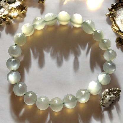 7A 天然綠月光石手鍊：心靈療癒、女神能量與平定焦慮之石，六月生辰石首選