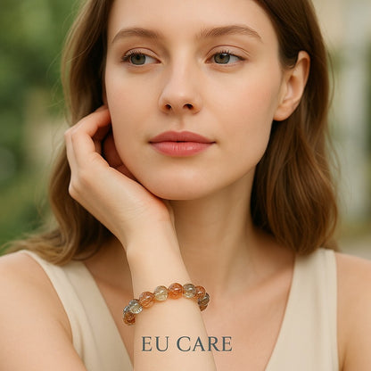 【EU CARE-歐台絲路】天然7A順髮透體黑金超水晶手環-能量全面強調防護、轉化、招財、權威