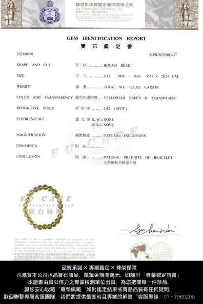 【EU CARE-歐台絲路】天然7A透體黃金葡萄石手環｜預知直覺｜守護療癒｜安定心靈｜吸引貴人｜藏風聚氣