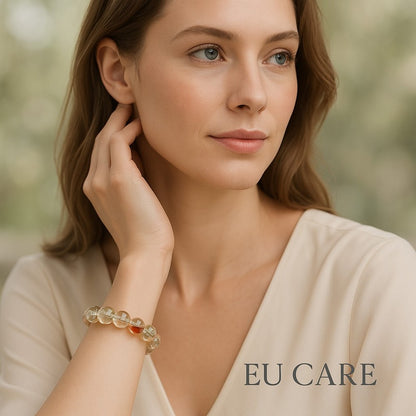 【EU CARE-歐台絲路】天然夕陽色兔毛水晶｜轉化能量 × 溫暖療癒 × 行動顯化 × 自信重啟 × 心輪太陽共振