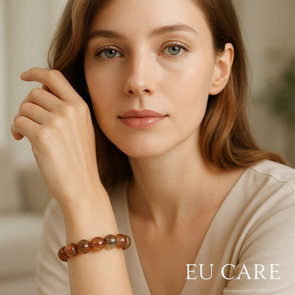 【EU CARE-歐台絲路】天然7A順髮透體黑金超水晶手環-能量全面強調防護、轉化、招財、權威