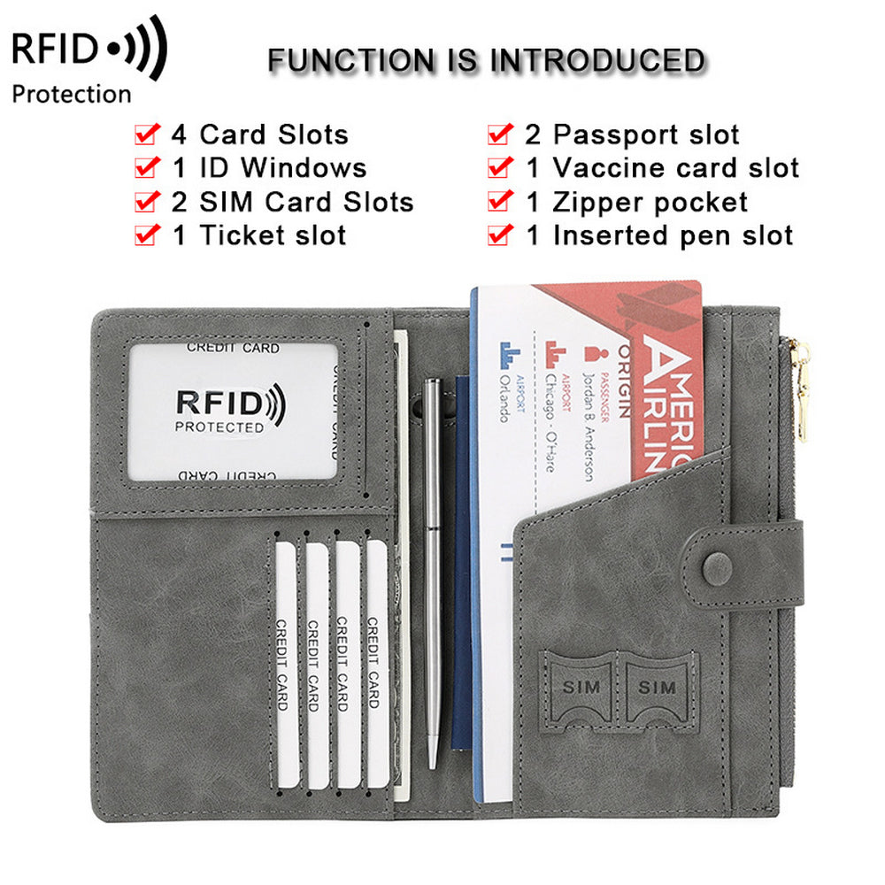 多功能防盜刷護照套｜RFID 防電子盜刷、極簡大容量收納｜時尚輕量旅行護照夾首選｜歐台絲路
