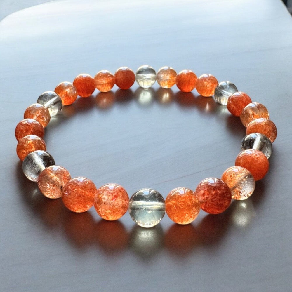 天然坦尚尼亞阿魯沙日光石手鍊｜我如太陽般閃耀，驅散陰霾，擁抱豐盛與希望。