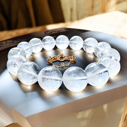 【EU CARE-歐台絲路】天然聚寶盆白兔毛水晶手環｜穩場聚氣 × 靜心沉穩 × 吸納財氣 × 陰陽平衡 × 守護療癒