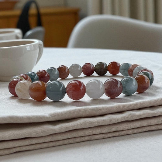 天然彩兔毛水晶手鍊｜五色能量護我行，智慧、財富、愛與平安同在