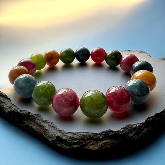 天然老礦彩碧璽手環：全方位五行平衡、招財與避邪守護之石｜歐台絲路 EU CARE