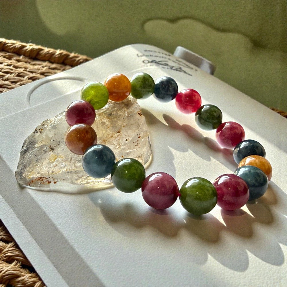 天然老礦彩碧璽手環：全方位五行平衡、招財與避邪守護之石｜歐台絲路 EU CARE
