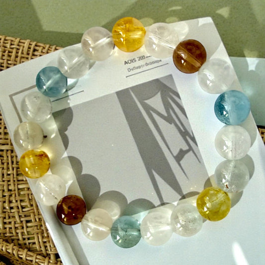 天然原礦彩色托帕石手環：顯化願景與信心之石，開啟豐盛與情緒平衡｜歐台絲路 EU CARE