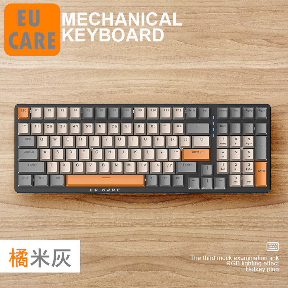 【EU CARE-歐台絲路】機械式多種燈效熱插拔鍵盤｜電競辦公雙用｜高效能鍵盤