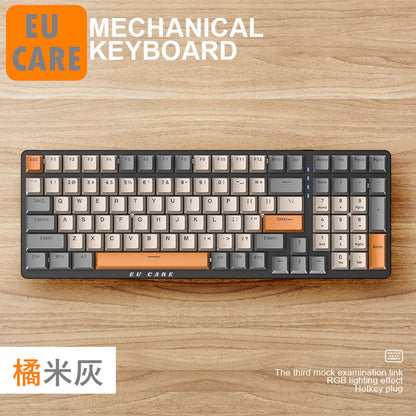 【EU CARE-歐台絲路】機械式多種燈效熱插拔鍵盤｜電競辦公雙用｜高效能鍵盤