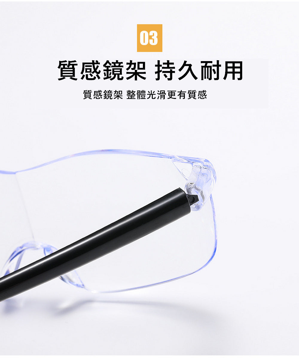 【EU CARE-歐台絲路】 眼鏡式老花放大鏡｜抗藍光設計｜免脫眼鏡即用